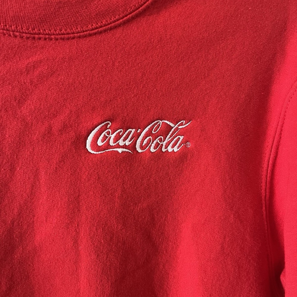 Coca Cola Sweatshirt Size Small Red Embroidered Crewneck Classic Coke Holiday - Picture 2 of 13